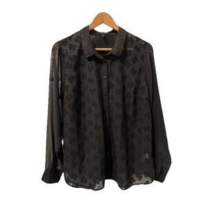 3 for $25-Jessica Simpson Women's 1X Floral Sheer Blouse With Collar